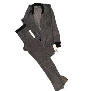 DKNY Two Piece Lounge Set - Gray and Black - Soft Cozy Fleece